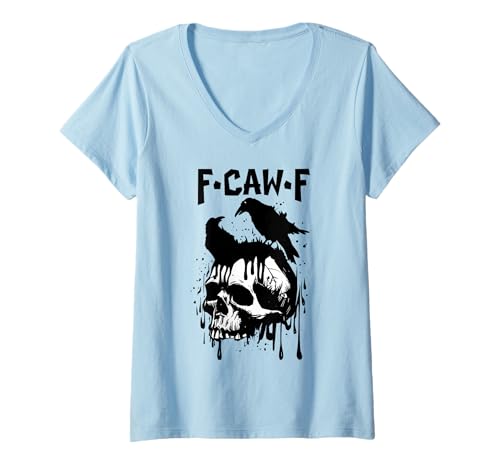 Damen F-Caw-F Schwarze Krähe Schwarzer Vogel Lustige Krähe F-Caw-F T-Shirt mit V-Ausschnitt Damen F-Caw-F Schwarze Krähe Schwarzer Vogel Lustige Krähe F-Caw-F T-Shirt mit V-Ausschnitt von Funny Crow F-Caw-F Black Bird Black Crow F-Caw-F