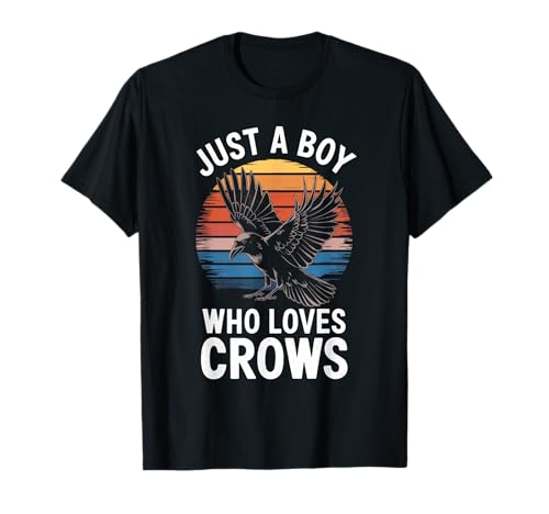 Just a Boy Who Loves Crows Retro Vogelkunst Vintage Krähenliebhaber T-Shirt Just a Boy Who Loves Crows Retro Vogelkunst Vintage Krähenliebhaber T-Shirt von Funny Crow Lover Apparel for Men Women
