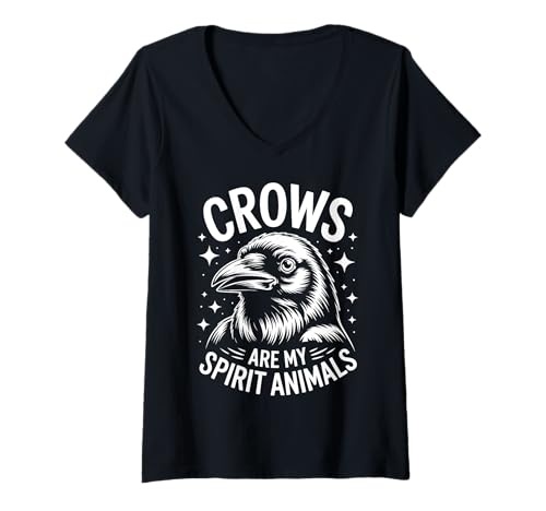 Damen Krähen Geist Tiere Lustige Krähe T-Shirt mit V-Ausschnitt Damen Krähen Geist Tiere Lustige Krähe T-Shirt mit V-Ausschnitt von Funny Crows Cool Crow Design