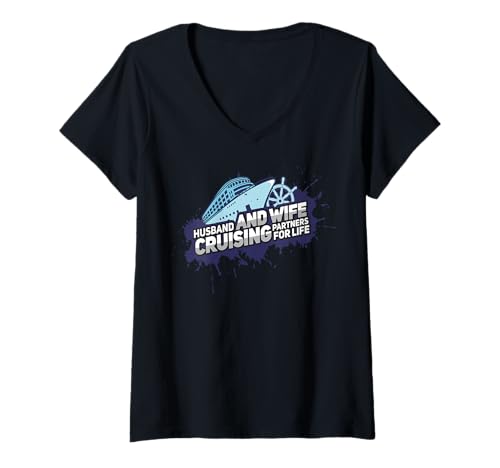 Damen Cruising Husband and Wife Cruise Partners Cruise T-Shirt mit V-Ausschnitt Damen Cruising Husband and Wife Cruise Partners Cruise T-Shirt mit V-Ausschnitt von Funny Cruise Lover Gifts