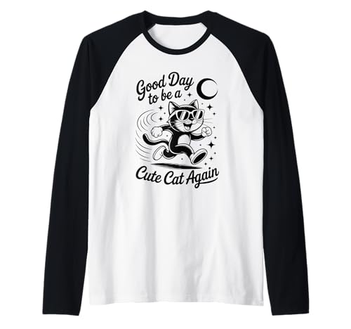 Cooles Retro-Katzen-Shirt, lustige Sonnenbrille, Kitty, Herren, Damen, Teenager Raglan von Funny Cute Cat Pet Animal Lover Love Cats Clothing
