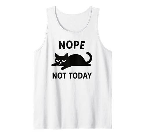 Lustige Schwarze Katze Nope Not Today Zitat Männer Frauen Kinder Tank Top von Funny Cute Cat Pet Animal Lover Love Cats Clothing