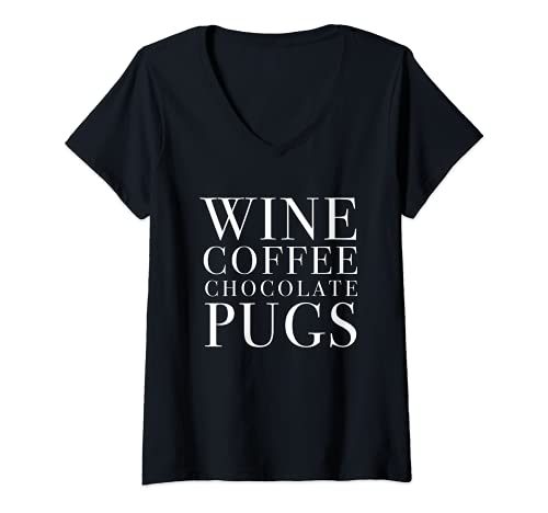 Damen T-Shirt mit Mops-Motiv, für Herren und Damen T-Shirt mit V-Ausschnitt Damen T-Shirt mit Mops-Motiv, für Herren und Damen T-Shirt mit V-Ausschnitt von Funny Cute Cat Statement Shirts for Adults TeeZ