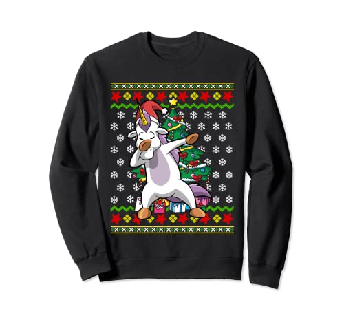 Dabbing Santa Einhorn hässliche Weihnachtspullover-Muster Frauen Sweatshirt Dabbing Santa Einhorn hässliche Weihnachtspullover-Muster Frauen Sweatshirt von Funny Cute Christmas Unicorns Mom Girls Sister