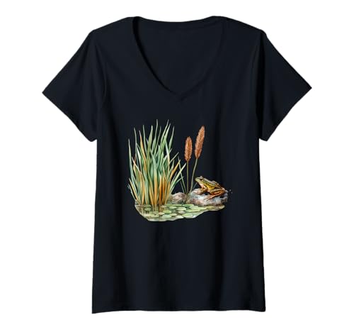 Damen Frosch – Amphibien – lustiger süßer Frosch – Frosch-Merch – Froschliebhaber T-Shirt mit V-Ausschnitt Damen Frosch – Amphibien – lustiger süßer Frosch – Frosch-Merch – Froschliebhaber T-Shirt mit V-Ausschnitt von Funny Cute Frog