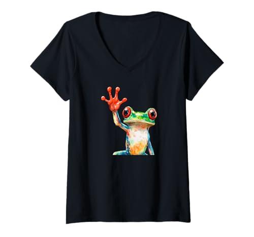 Damen Frosch – Amphibien – lustiger süßer Frosch – Frosch-Merch – Froschliebhaber T-Shirt mit V-Ausschnitt Damen Frosch – Amphibien – lustiger süßer Frosch – Frosch-Merch – Froschliebhaber T-Shirt mit V-Ausschnitt von Funny Cute Frog