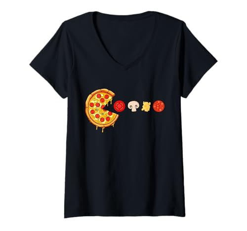 Damen I'm Just Here for The Pizza | Funny Food Lover T-Shirt mit V-Ausschnitt Damen I'm Just Here for The Pizza | Funny Food Lover T-Shirt mit V-Ausschnitt von Funny Cute Pizza Lover