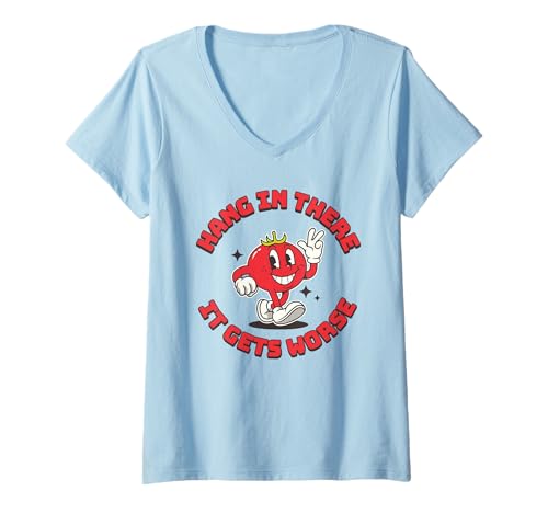 Damen Halte durch, es Wird schlimmer, lustige Retro-Kochschule T-Shirt mit V-Ausschnitt von Funny Cute Sarcastic 50s Cook Chef Humor