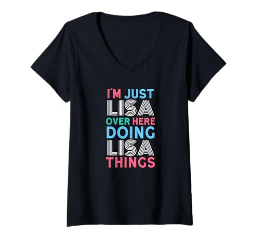 Damen Just Lisa Here Doing Lisa Things Vorname T-Shirt mit V-Ausschnitt Damen Just Lisa Here Doing Lisa Things Vorname T-Shirt mit V-Ausschnitt von Funny Cute Stuff For Girls Name Lisa Co