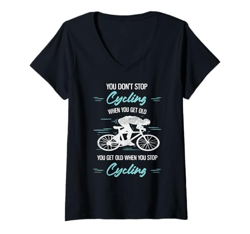 Damen Du hörst Nicht auf zu radeln, wenn du alt wirst Lustiger Radfahrer T-Shirt mit V-Ausschnitt Damen Du hörst Nicht auf zu radeln, wenn du alt wirst Lustiger Radfahrer T-Shirt mit V-Ausschnitt von Funny Cycling Gifts for Cyclists