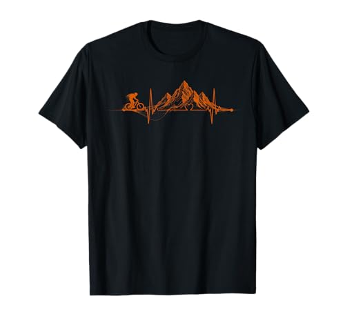 Retro Mountainbike Herzschlag Radfahren Biking Biker Herren Damen T-Shirt von Funny Cycling Mountain Biking Tee