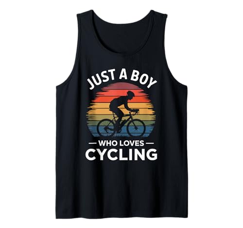 Herren Nur EIN Junge, der Radfahren liebt, Retro-Vintage-Radfahren für Kinder Tank Top von Funny Cycling & Biking Apparel