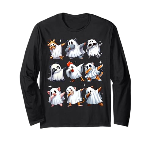 Men Women and Kids Dabbing Animals Wildlife Halloween Party Langarmshirt Men Women and Kids Dabbing Animals Wildlife Halloween Party Langarmshirt von Funny Dab Ghost Animals Lover Zoo Spooky Costume
