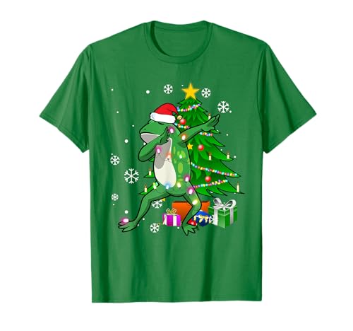 Dabbing Frosch Weihnachtsbaum Kinder Herren Damen Pyjama Schlafanzug Frosch T-Shirt von Funny Dabbing Frog Christmas Tree Cute Kids Youth