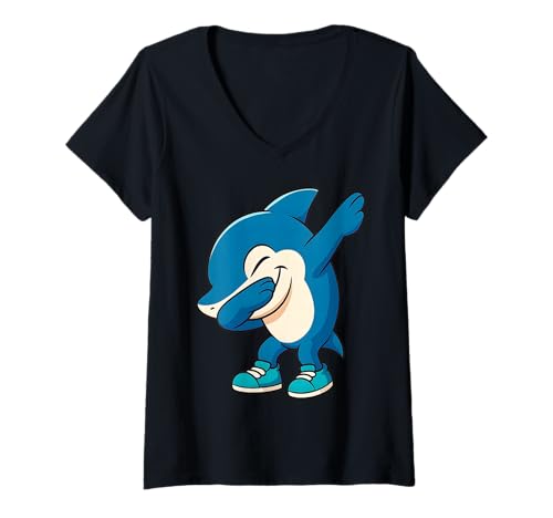 Damen Dabbing Tralalelo Tralala Süßes italienisches Brainrot Meme für Kinder T-Shirt mit V-Ausschnitt Damen Dabbing Tralalelo Tralala Süßes italienisches Brainrot Meme für Kinder T-Shirt mit V-Ausschnitt von Funny Dabbing Italian Brainrot Character Bday Kids