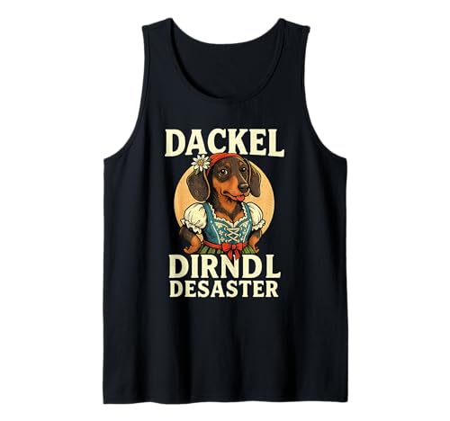 Dackel Dirndl Desaster Lustiger Hund Spruch Trachten Tank Top von Funny Dackel Designs