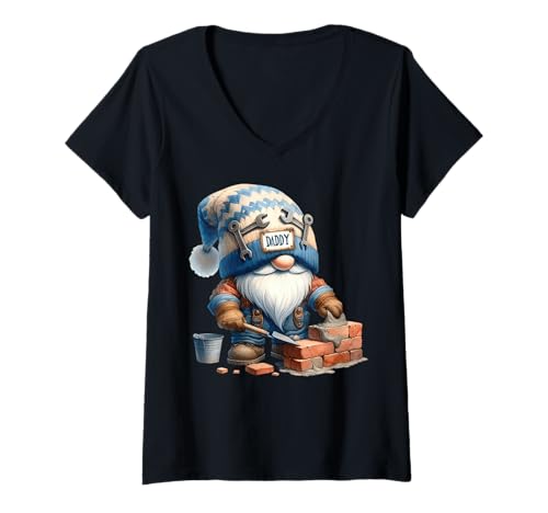 Damen Bricklayer Dad GNOME Grandpa for Men Funny Mason Daddy T-Shirt mit V-Ausschnitt Damen Bricklayer Dad GNOME Grandpa for Men Funny Mason Daddy T-Shirt mit V-Ausschnitt von Funny Dad Gifts For Men Who Love To Fix Things