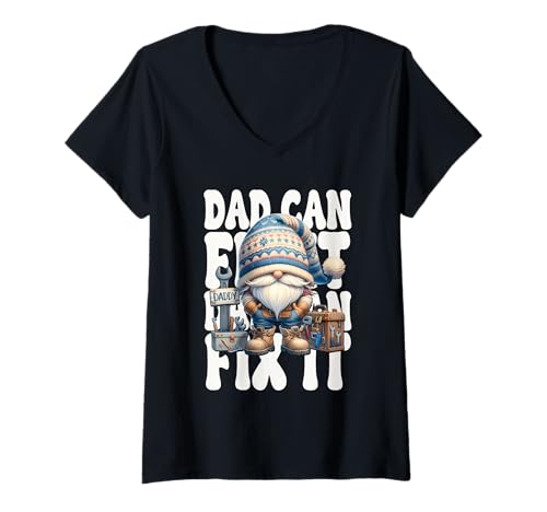 Damen Dad Can Fix It Handyman GNOME Grandpa with Craftsman Tools T-Shirt mit V-Ausschnitt Damen Dad Can Fix It Handyman GNOME Grandpa with Craftsman Tools T-Shirt mit V-Ausschnitt von Funny Dad Gifts For Men Who Love To Fix Things