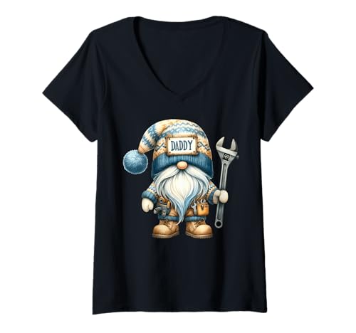 Damen Dad Handyman GNOME Daddy Graphic for Men with Craftsman Tool T-Shirt mit V-Ausschnitt Damen Dad Handyman GNOME Daddy Graphic for Men with Craftsman Tool T-Shirt mit V-Ausschnitt von Funny Dad Gifts For Men Who Love To Fix Things