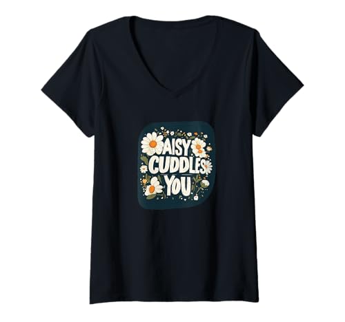 Damen Awesome Daisy Cuddles You Statement für Erwachsene und Kinder T-Shirt mit V-Ausschnitt Damen Awesome Daisy Cuddles You Statement für Erwachsene und Kinder T-Shirt mit V-Ausschnitt von Funny Daisy Flower