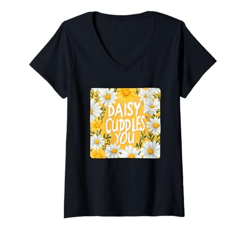 Damen Lebendiges gelbes Gänseblümchen-Kostüm zum Kuscheln Ihrer Rede T-Shirt mit V-Ausschnitt Damen Lebendiges gelbes Gänseblümchen-Kostüm zum Kuscheln Ihrer Rede T-Shirt mit V-Ausschnitt von Funny Daisy Flower