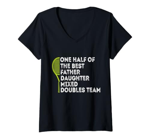 Damen Die Hälfte des besten Mixed-Doubles Tennis für Vater und Tochter T-Shirt mit V-Ausschnitt Damen Die Hälfte des besten Mixed-Doubles Tennis für Vater und Tochter T-Shirt mit V-Ausschnitt von Funny Daughter Fathers Day Saying Tennis
