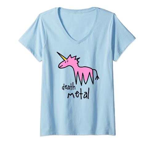 Damen Pink Death Metal Heavy Metal Einhorn T-Shirt mit V-Ausschnitt Damen Pink Death Metal Heavy Metal Einhorn T-Shirt mit V-Ausschnitt von Funny Death Metal Unicorn Gifts for Metalheads