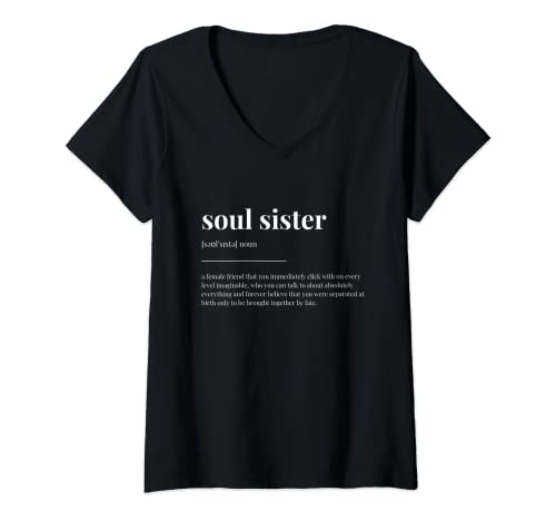 Damen Soul Sister Definition Wörterbuch-Design T-Shirt mit V-Ausschnitt von Funny Definition soul sister