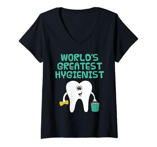 Damen Der Beste Hygieniker der Welt, Zahnarzt lustig T-Shirt mit V-Ausschnitt Damen Der Beste Hygieniker der Welt, Zahnarzt lustig T-Shirt mit V-Ausschnitt von Funny Dental Hygienist Dentist Humour By DoodleRob