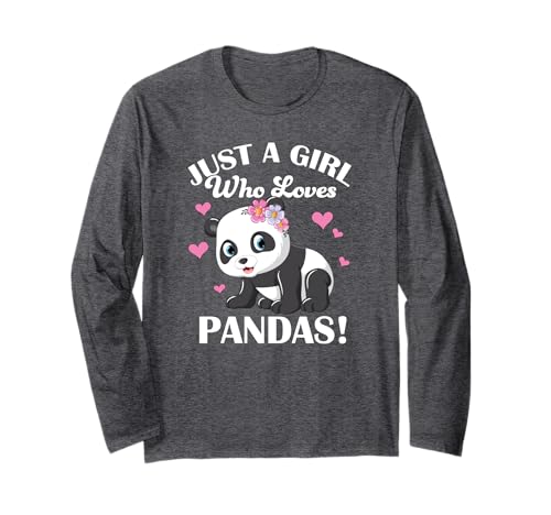 Cute Womens Kids Cartoon Flower Just A Girl Who Loves Pandas Langarmshirt Cute Womens Kids Cartoon Flower Just A Girl Who Loves Pandas Langarmshirt von Funny Design Panda Bear Gifts Tee Shirts & Hoodies