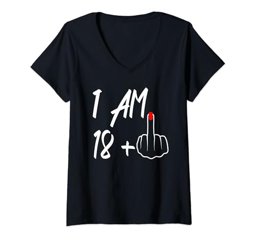 Damen I Am 18 Plus 1 Mittelfinger zum 19. Geburtstag für Frauen T-Shirt mit V-Ausschnitt Damen I Am 18 Plus 1 Mittelfinger zum 19. Geburtstag für Frauen T-Shirt mit V-Ausschnitt von Funny Design