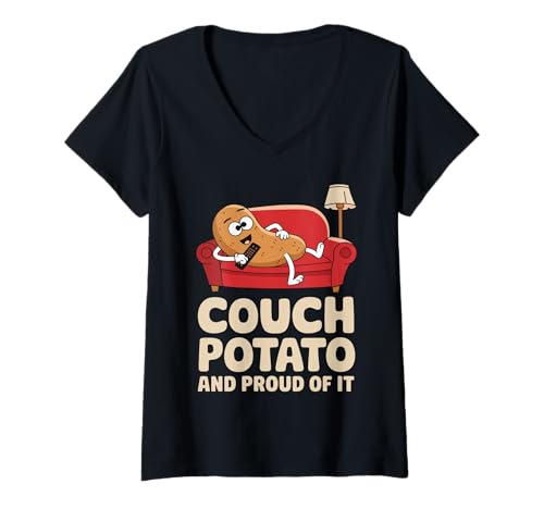 Damen Couch Potato and Proud of It Shirt Lustiger Lifestyle T-Shirt mit V-Ausschnitt Damen Couch Potato and Proud of It Shirt Lustiger Lifestyle T-Shirt mit V-Ausschnitt von Funny Designs By ShirtZilla