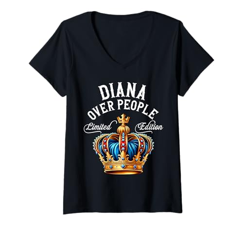Damen Diana Name Geburtstagsgeschenk Lustige Diana über Menschen Krone T-Shirt mit V-Ausschnitt von Funny Diana Name King And Queen T-Shirts & Gifts