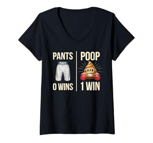 Damen Meme Poop Toilet Humor Poop Funny Saying PANTS 0 POOP 1 T-Shirt mit V-Ausschnitt Damen Meme Poop Toilet Humor Poop Funny Saying PANTS 0 POOP 1 T-Shirt mit V-Ausschnitt von Funny Diarrhea Boxing Fan Gifts For Men Boxer Box