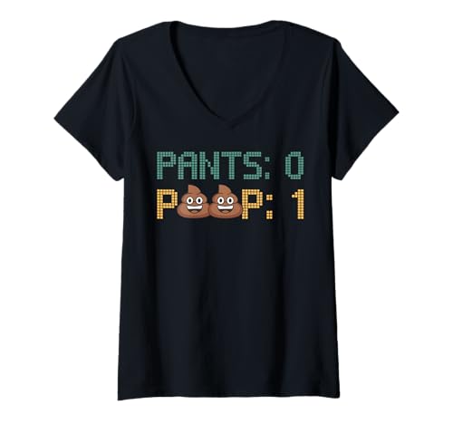 Damen Poop Meme Toilet Humor Poop Funny Saying PANTS 0 POOP 1 T-Shirt mit V-Ausschnitt Damen Poop Meme Toilet Humor Poop Funny Saying PANTS 0 POOP 1 T-Shirt mit V-Ausschnitt von Funny Diarrhea Sports Fans Football Practice Tee