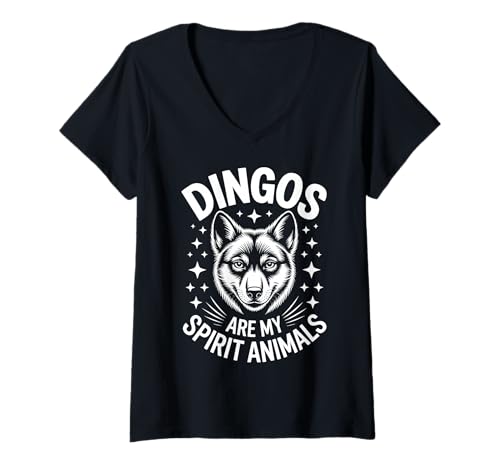 Damen Dingos Spirit Animals Lustiger Dingo T-Shirt mit V-Ausschnitt Damen Dingos Spirit Animals Lustiger Dingo T-Shirt mit V-Ausschnitt von Funny Dingo Cool Dingos Design