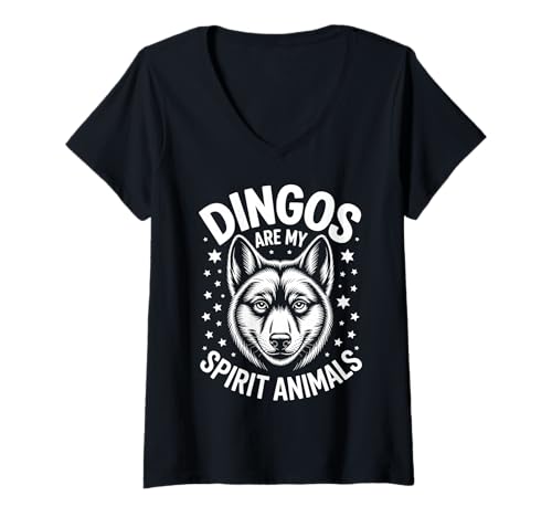 Damen Dingos Spirit Animals Lustiger Dingo T-Shirt mit V-Ausschnitt Damen Dingos Spirit Animals Lustiger Dingo T-Shirt mit V-Ausschnitt von Funny Dingo Cool Dingos Designs