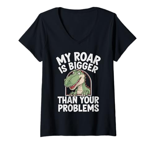 Damen Lustiger Dinosaurier-Liebhaber Dino Paläontologe T Rex T-Shirt mit V-Ausschnitt Damen Lustiger Dinosaurier-Liebhaber Dino Paläontologe T Rex T-Shirt mit V-Ausschnitt von Funny Dinosaur Lover Dino Paleontologist