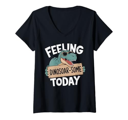 Damen Lustiger Dinosaurier-Liebhaber Dino Paläontologe T Rex T-Shirt mit V-Ausschnitt Damen Lustiger Dinosaurier-Liebhaber Dino Paläontologe T Rex T-Shirt mit V-Ausschnitt von Funny Dinosaur Lover Dino Paleontologist