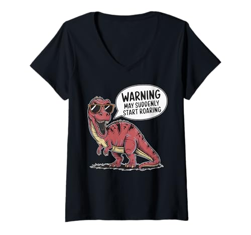 Damen Lustiger Dinosaurier-Liebhaber Dino Paläontologe T Rex T-Shirt mit V-Ausschnitt Damen Lustiger Dinosaurier-Liebhaber Dino Paläontologe T Rex T-Shirt mit V-Ausschnitt von Funny Dinosaur Lover Dino Paleontologist