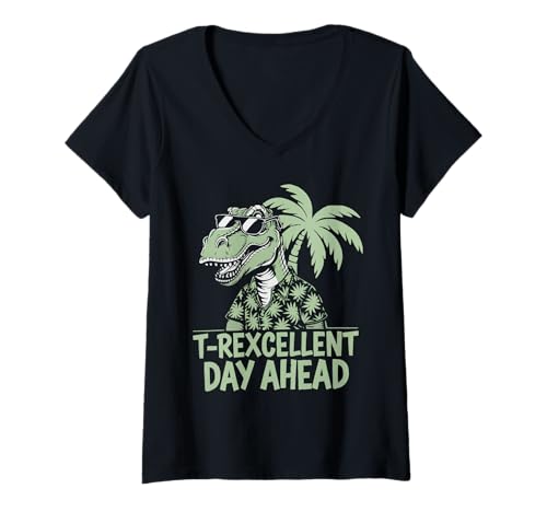 Damen Lustiger Dinosaurier-Liebhaber Dino Paläontologe T Rex T-Shirt mit V-Ausschnitt Damen Lustiger Dinosaurier-Liebhaber Dino Paläontologe T Rex T-Shirt mit V-Ausschnitt von Funny Dinosaur Lover Dino Paleontologist
