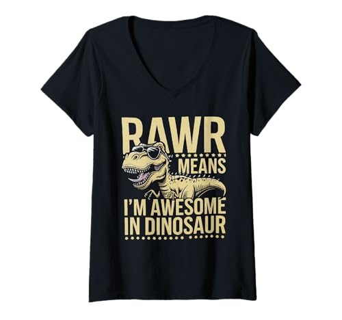 Damen Lustiger Dinosaurier-Liebhaber Dino Paläontologe T Rex T-Shirt mit V-Ausschnitt Damen Lustiger Dinosaurier-Liebhaber Dino Paläontologe T Rex T-Shirt mit V-Ausschnitt von Funny Dinosaur Lover Dino Paleontologist
