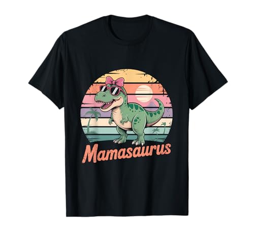 Mamasaurus Retro Dinosaurier Mama Dinosaurier Mama Saurus T-Shirt von Funny Dinosaur Mom Saurus Family Matching