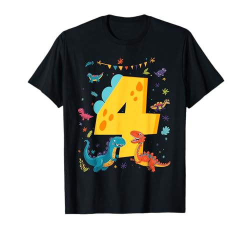 Dinosaurier 4 Jahre alt Kleinkind Kinder Geburtstag T-Shirt Dinosaurier 4 Jahre alt Kleinkind Kinder Geburtstag T-Shirt von Funny Dinosaurs Kids Birthday Family Apparel