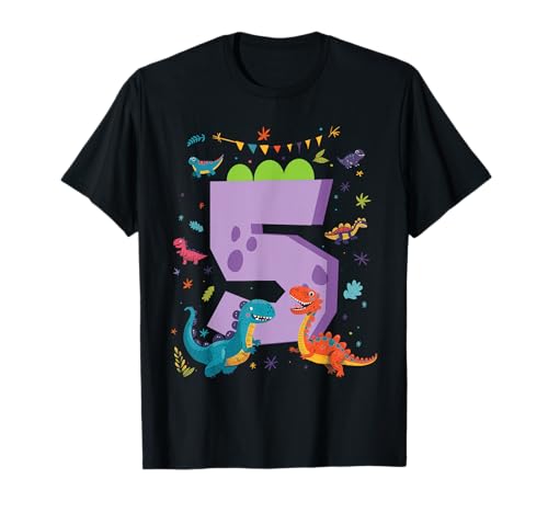 Dinosaurier 5 Jahre alt Kleinkind Kinder Geburtstag T-Shirt Dinosaurier 5 Jahre alt Kleinkind Kinder Geburtstag T-Shirt von Funny Dinosaurs Kids Birthday Family Apparel