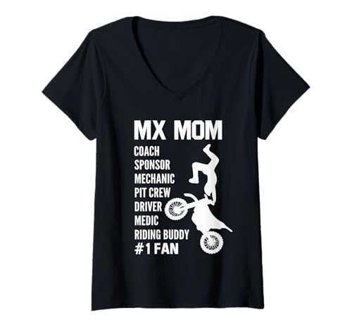 Damen Lustiger MX Mom Dirt Bike Motocross Reitfreund Muttertag T-Shirt mit V-Ausschnitt Damen Lustiger MX Mom Dirt Bike Motocross Reitfreund Muttertag T-Shirt mit V-Ausschnitt von Funny Dirt Bike Motocross MX Riding Gift