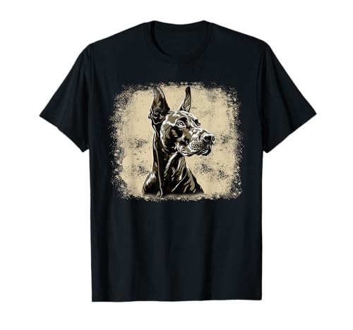 Quadratischer Retro-Dobermann-Besitzer Hund Papa Mama T-Shirt von Funny Doberman Pet Dog Vintage Doberman Grandpa