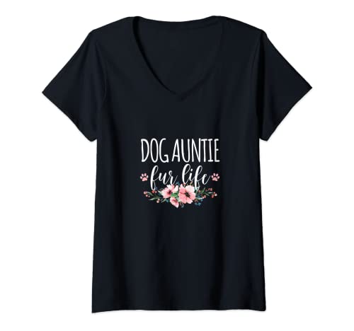 Damen Dog Auntie Fellleben T-Shirt mit V-Ausschnitt Damen Dog Auntie Fellleben T-Shirt mit V-Ausschnitt von Funny Dog Auntie Apparel