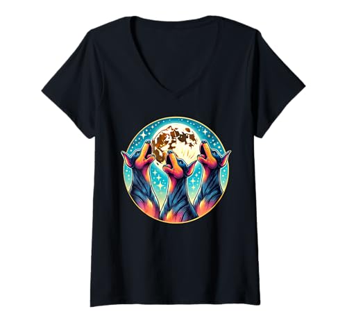Damen Lustiger Dobermann T-Shirt mit V-Ausschnitt Damen Lustiger Dobermann T-Shirt mit V-Ausschnitt von Funny Dog Dobermann