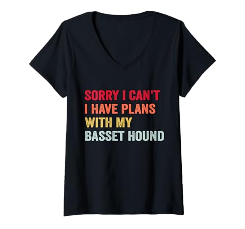 Damen Entschuldigung, ich kann mit Meinem Basset Hound Keine Pläne haben T-Shirt mit V-Ausschnitt Damen Entschuldigung, ich kann mit Meinem Basset Hound Keine Pläne haben T-Shirt mit V-Ausschnitt von Funny Dog Lover Basset lovers